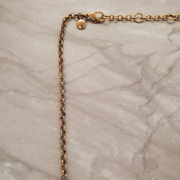 ✨ J.Crew Pave Rhinestone Crystal Blue Gold Coral Bohemian Necklace ✨ - Picture 2 of 16